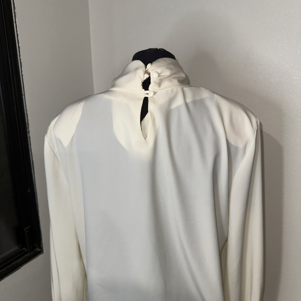 Ali miles top Tunic size medium Cream Long Sleeve Tie Neck Blouse - Picture 6 of 12
